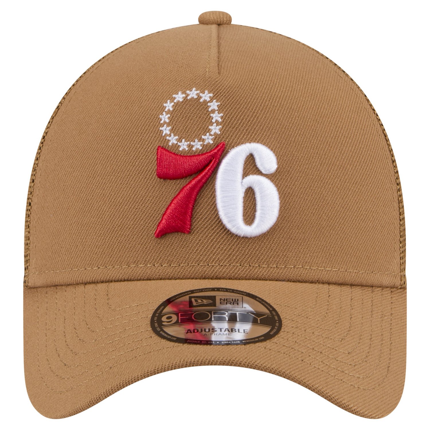 New Era Philadelphia 76ers 9FORTY A-Frame Trucker Adjustable Hat