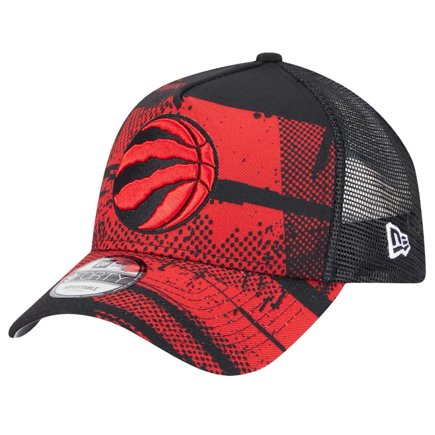 New Era Red Toronto Raptors Tip Off A-Frame Trucker 9FORTY Adjustable Hat - view number 3