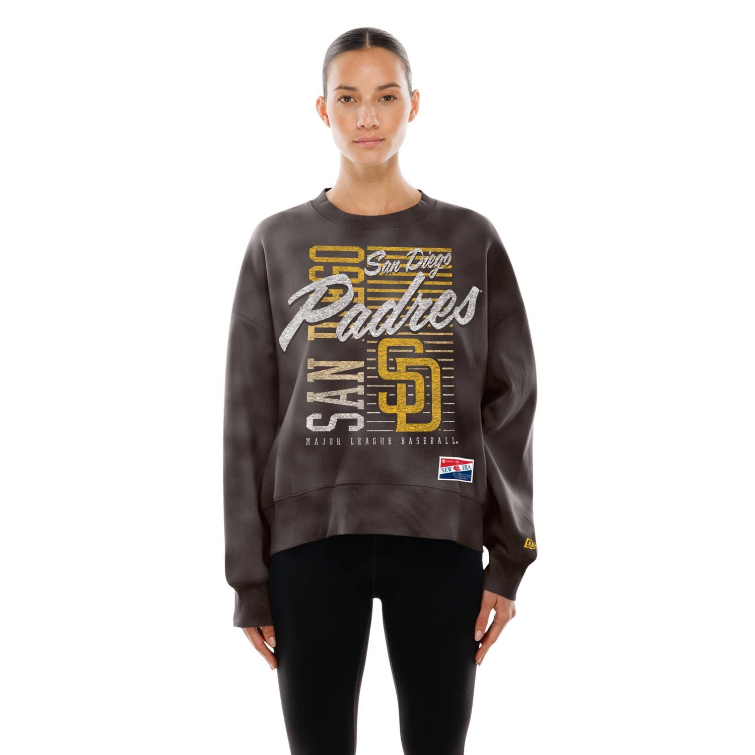 New Era San Diego Padres Boxy Mineral Wash Dolmen Sleeve Cropped Sweatshirt - view number 3