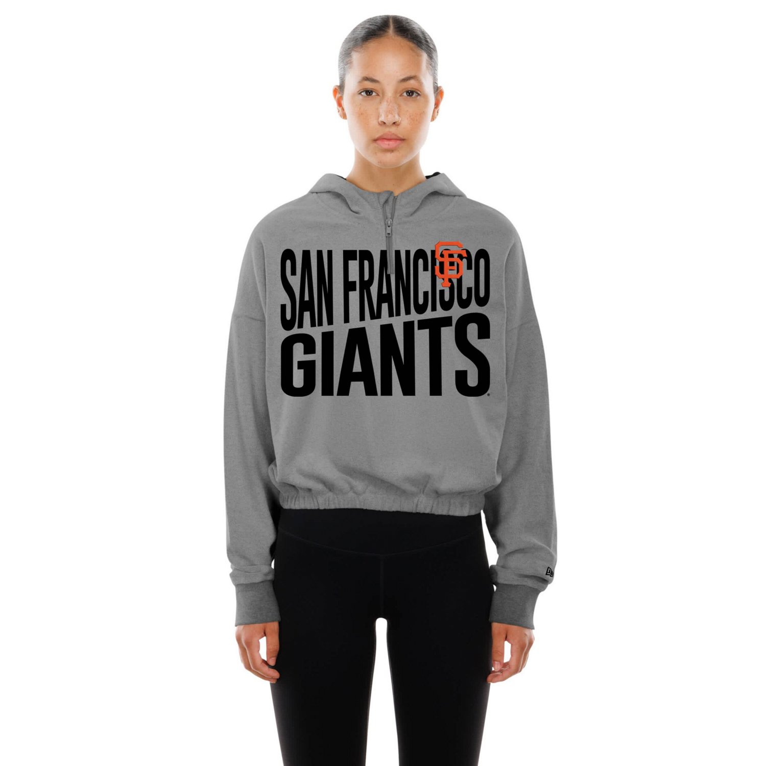 New Era San Francisco Giants Reversed Out French Terry Quarter-Zip Banded Crop Hoodie - view number 4