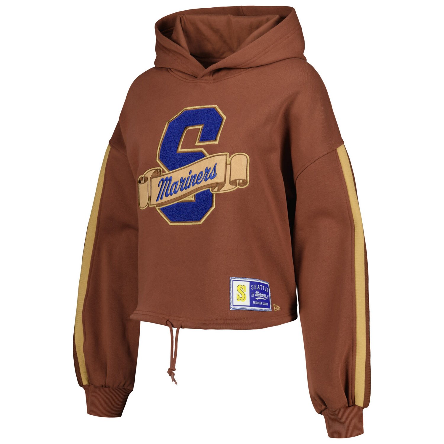 New Era Seattle Mariners Letterman Classic Cropped Pullover Hoodie - view number 2