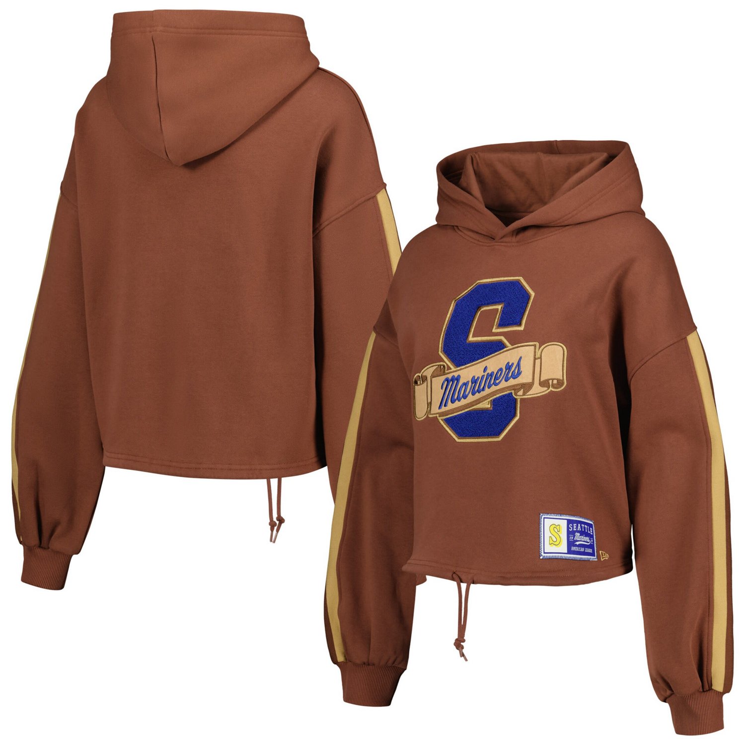 New Era Seattle Mariners Letterman Classic Cropped Pullover Hoodie