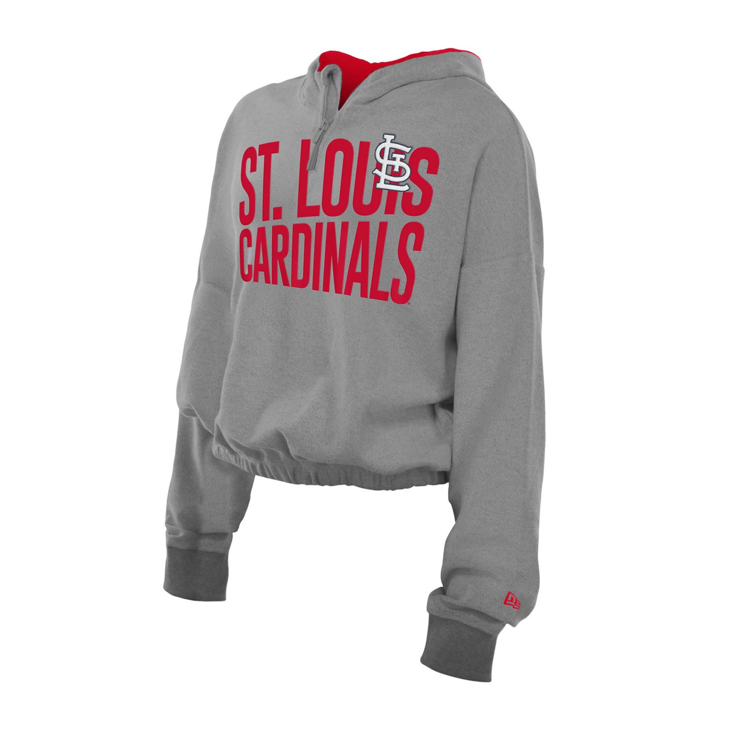 New Era St Louis Cardinals Reversed Out French Terry Quarter-Zip Banded Crop Hoodie - view number 2