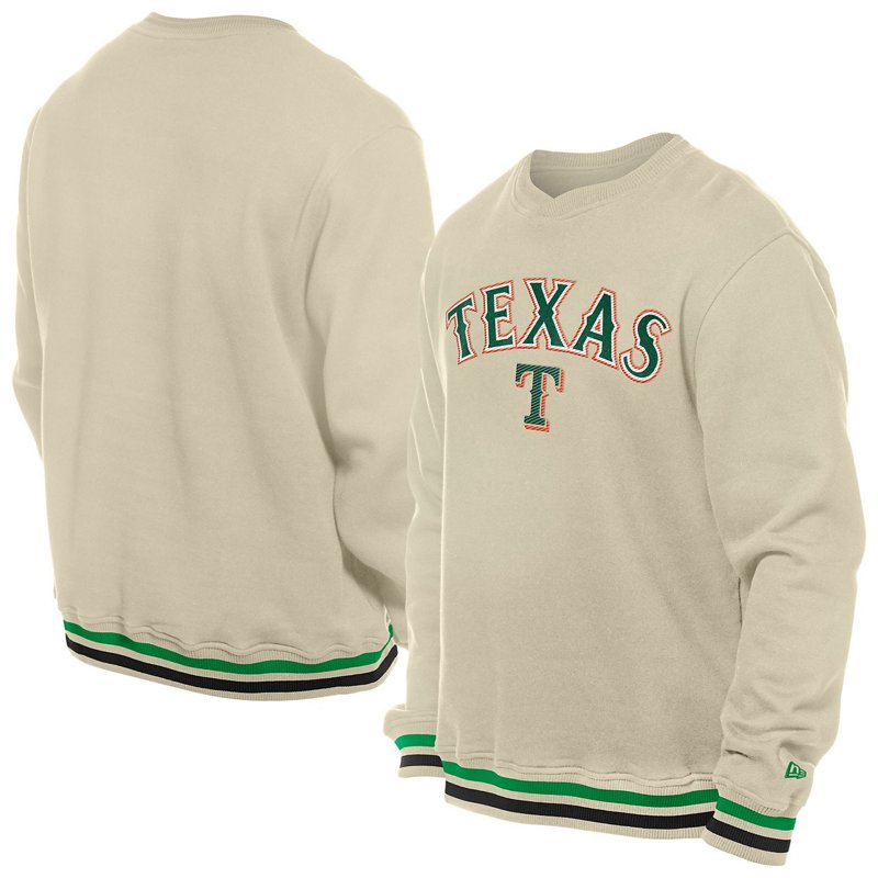 New Era Men's Cream Texas Rangers St. Patrick's Day Twill Pullover Sweatshirt - Cream