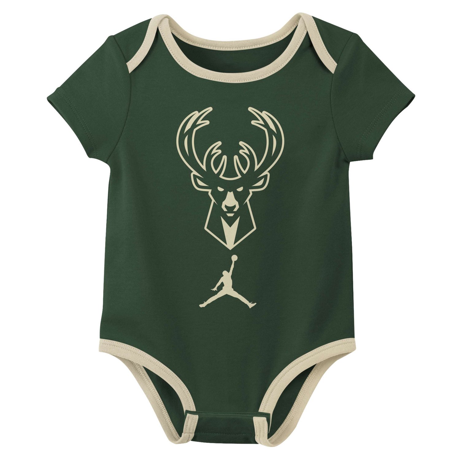 Newborn  Jordan Brand Milwaukee Bucks Statement Edition Three-Pack Bodysuit Set - view number 4