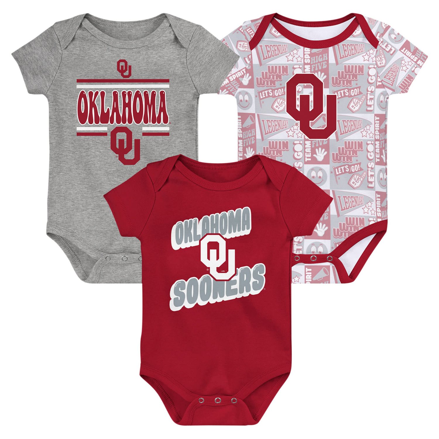 Newborn Oklahoma Sooners Sunday Comics 3-Pack Bodysuit Set - view number 1
