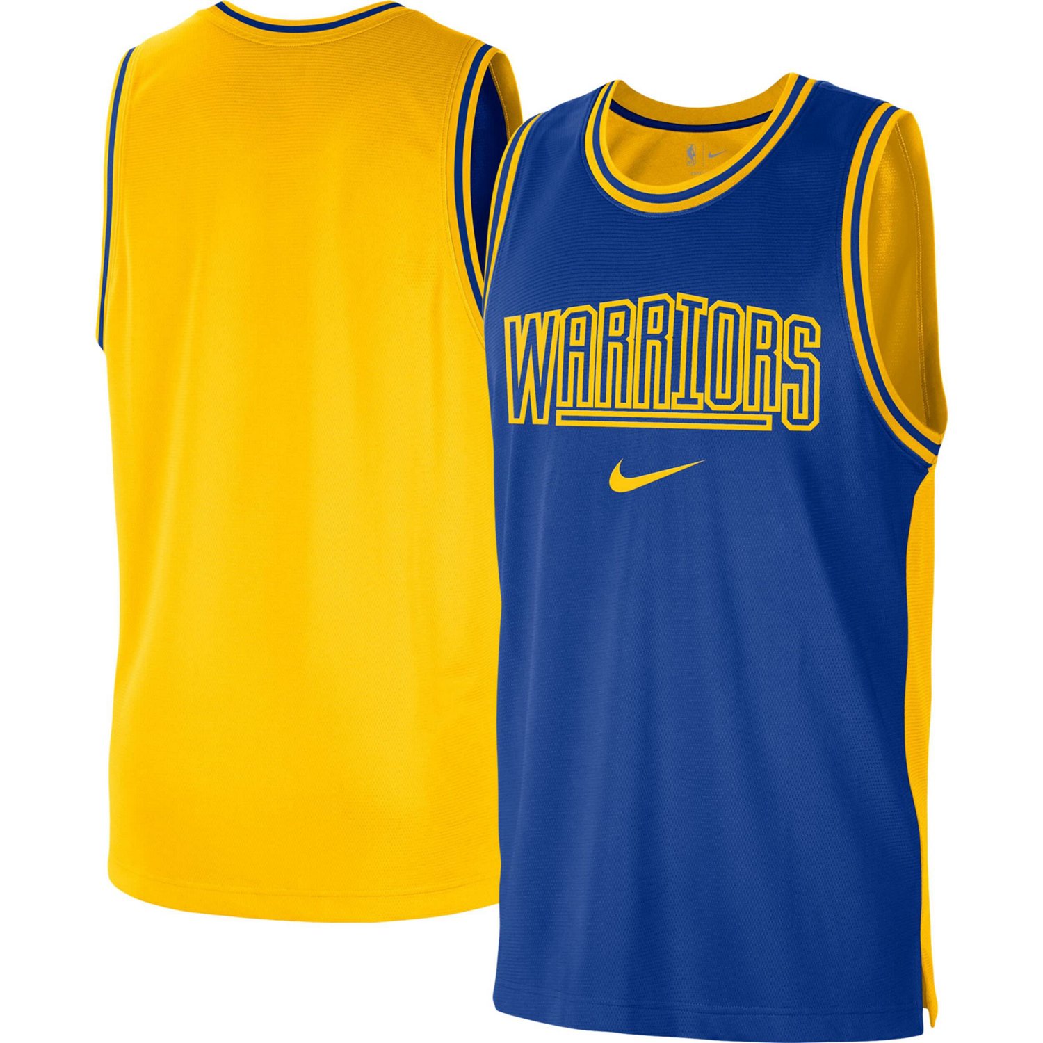Nike /Gold Golden State Warriors Courtside Versus Force Split DNA Performance Mesh Tank Top