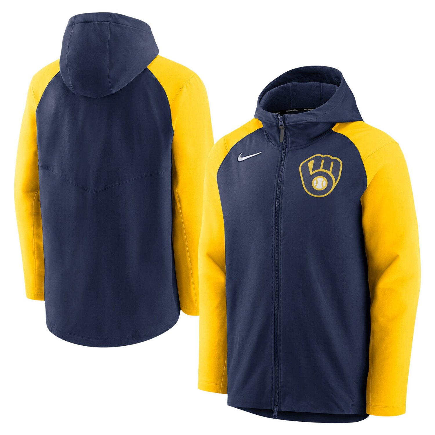 Nike /Gold Milwaukee Brewers Authentic Collection Performance Raglan Full-Zip Hoodie                                             - view number 1