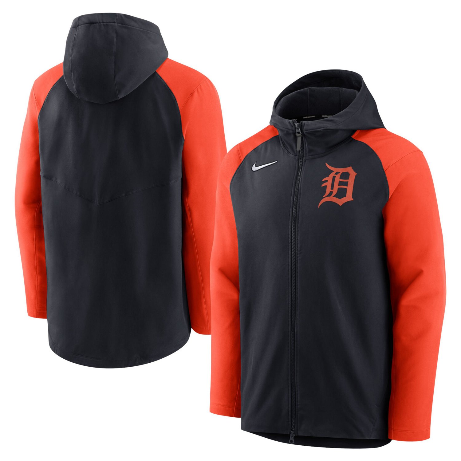 Nike /Orange Detroit Tigers Authentic Collection Performance Raglan Full-Zip Hoodie
