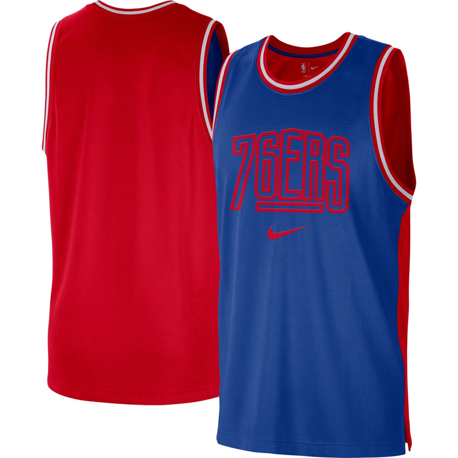 Nike /Red Philadelphia 76ers Courtside Versus Force Split DNA Performance Mesh Tank Top                                          - view number 1