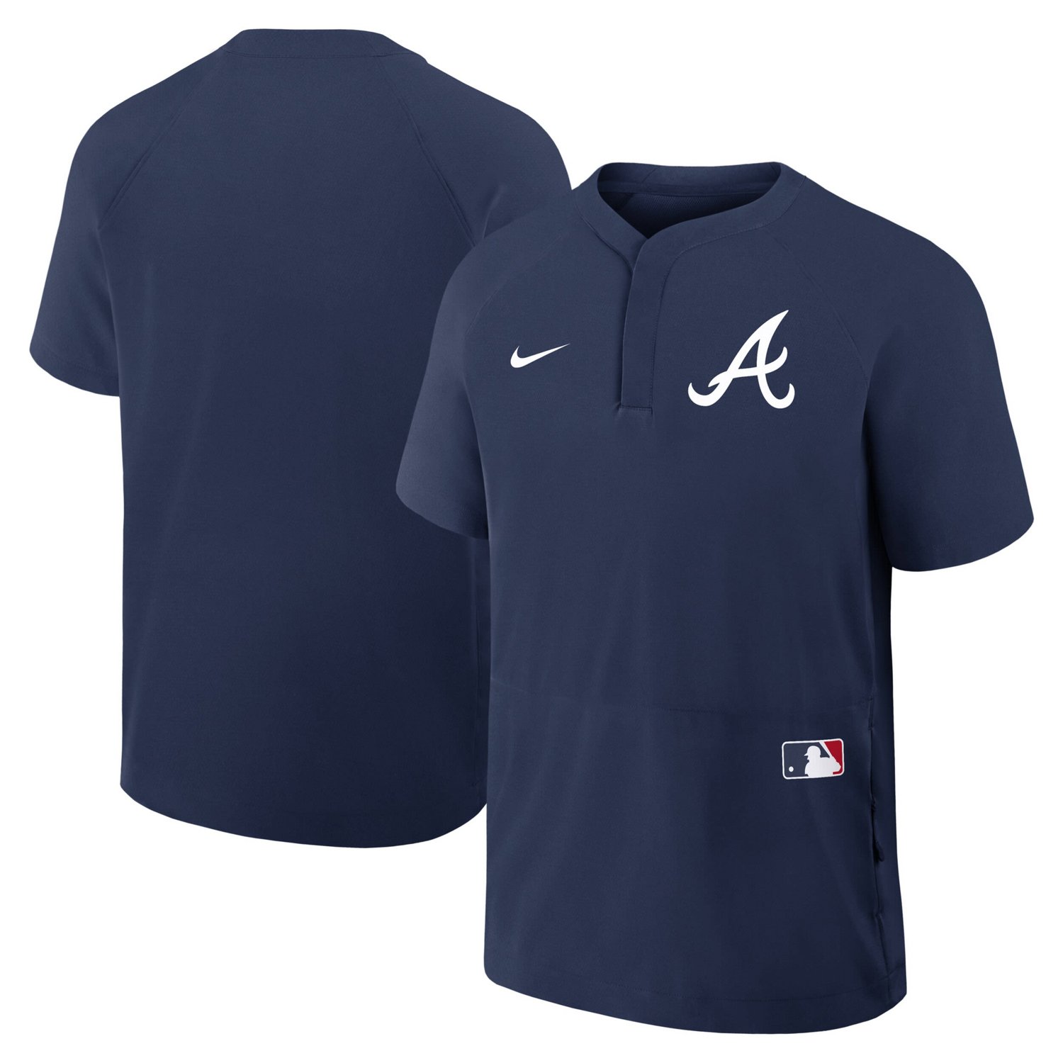 Nike Atlanta Braves Authentic Collection Raglan Short Sleeve Windshirt                                                           - view number 1