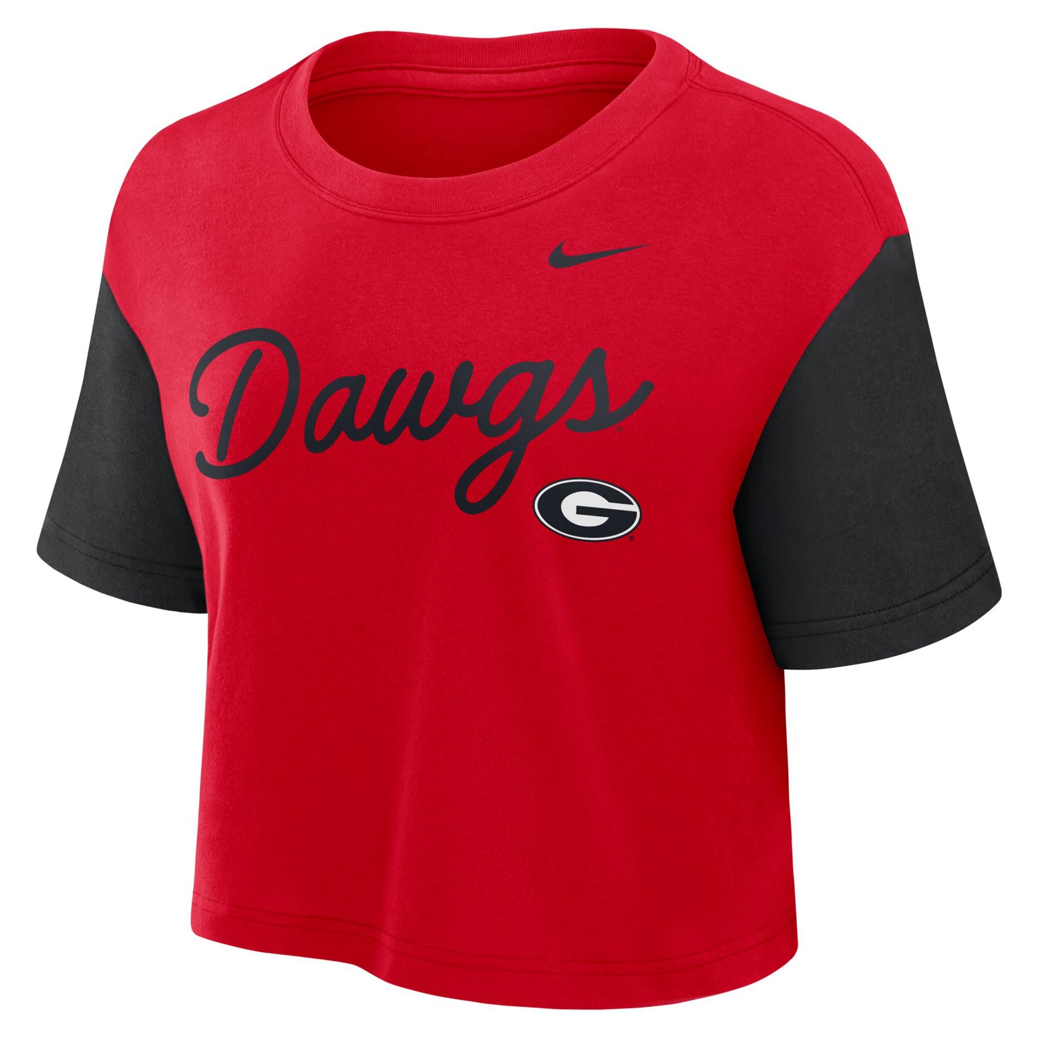 Nike Black Georgia Bulldogs Color-Block Script Performance Cropped T-Shirt - view number 2