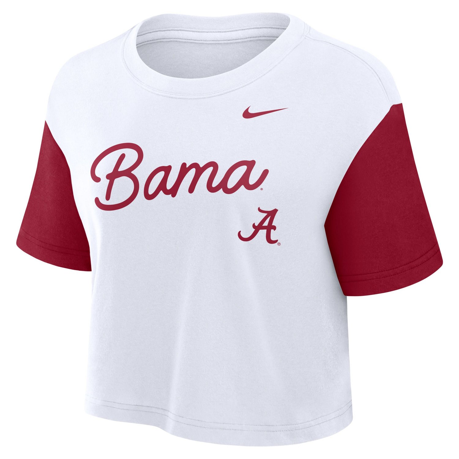 Nike Crimson Alabama Crimson Tide Color-Block Script Performance Cropped T-Shirt - view number 2