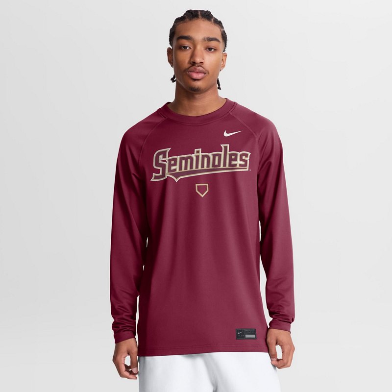 Nike Men's Garnet Florida State Seminoles Dugout Game Time Raglan Dri-fit Long Sleeve T-Shirt - Garnet