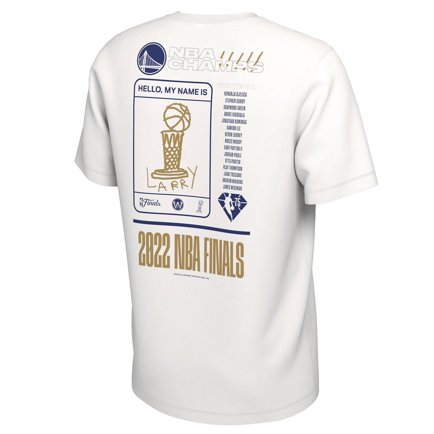 Nike Golden State Warriors 2022 NBA Finals Champions Roster T-Shirt                                                              - view number 3