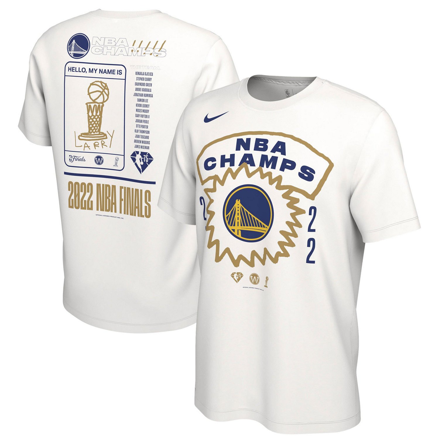 Nike Golden State Warriors 2022 NBA Finals Champions Roster T-Shirt                                                              - view number 1