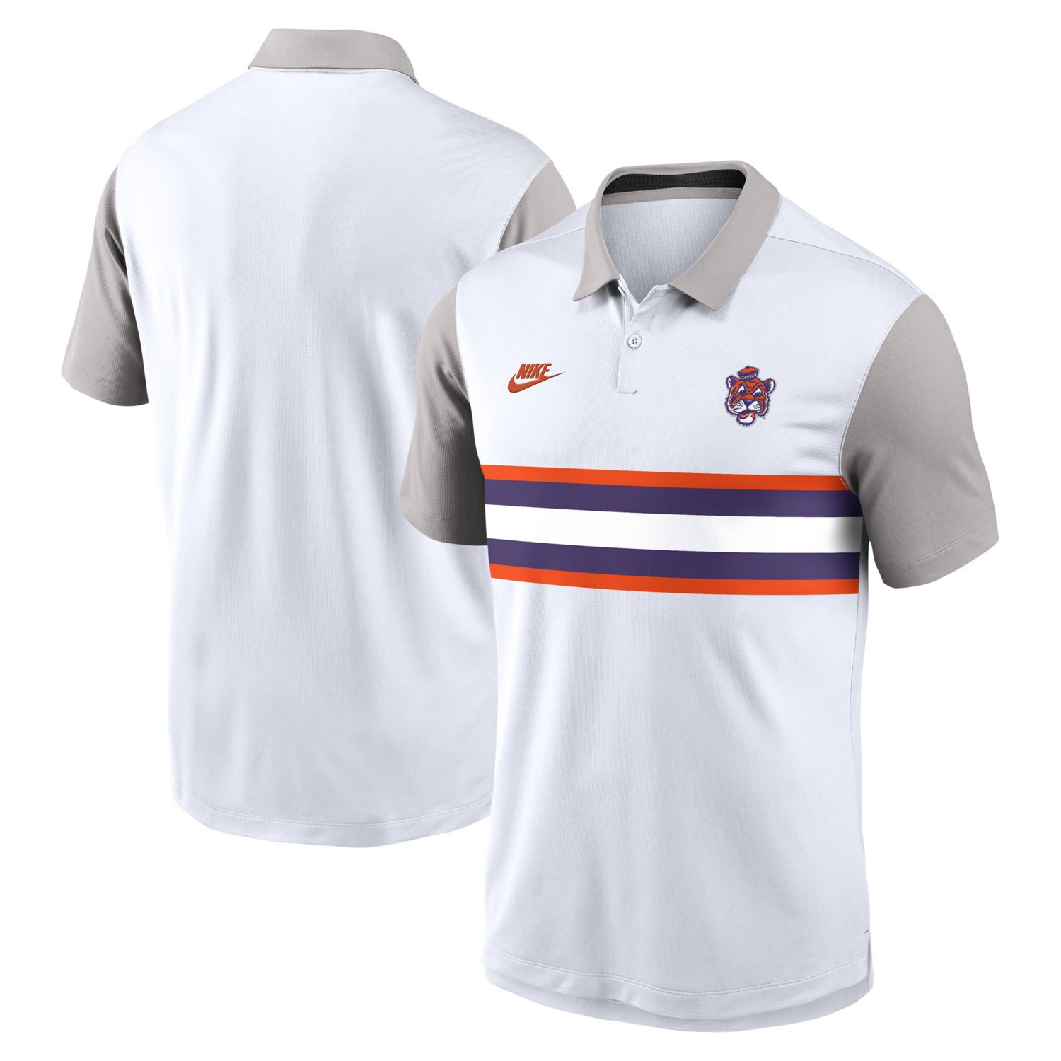Nike Gray Clemson Tigers Athletic Prep Legacy Logo Vapor Performance Polo