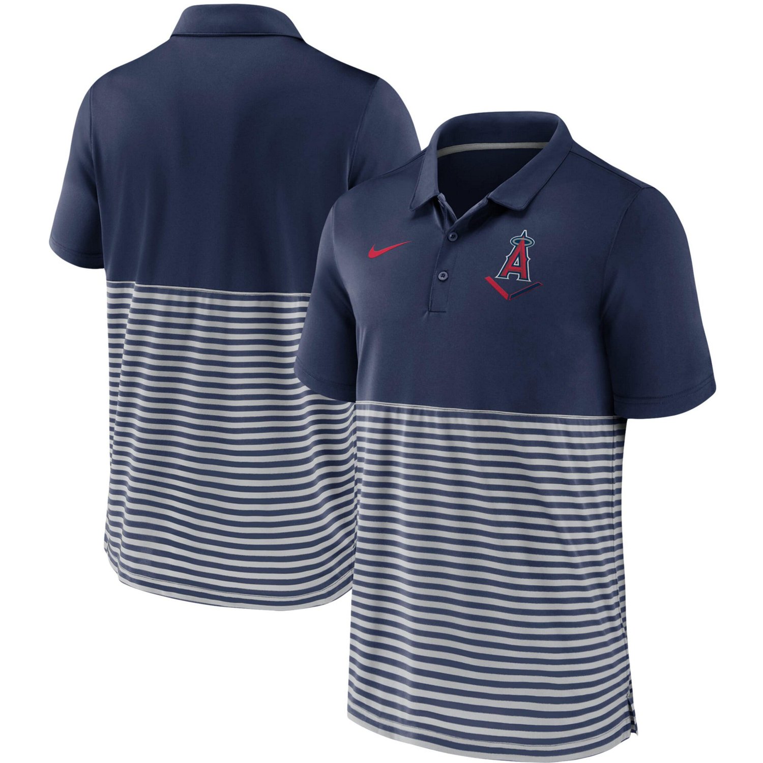 Nike Gray Los Angeles Angels Home Plate Striped Polo