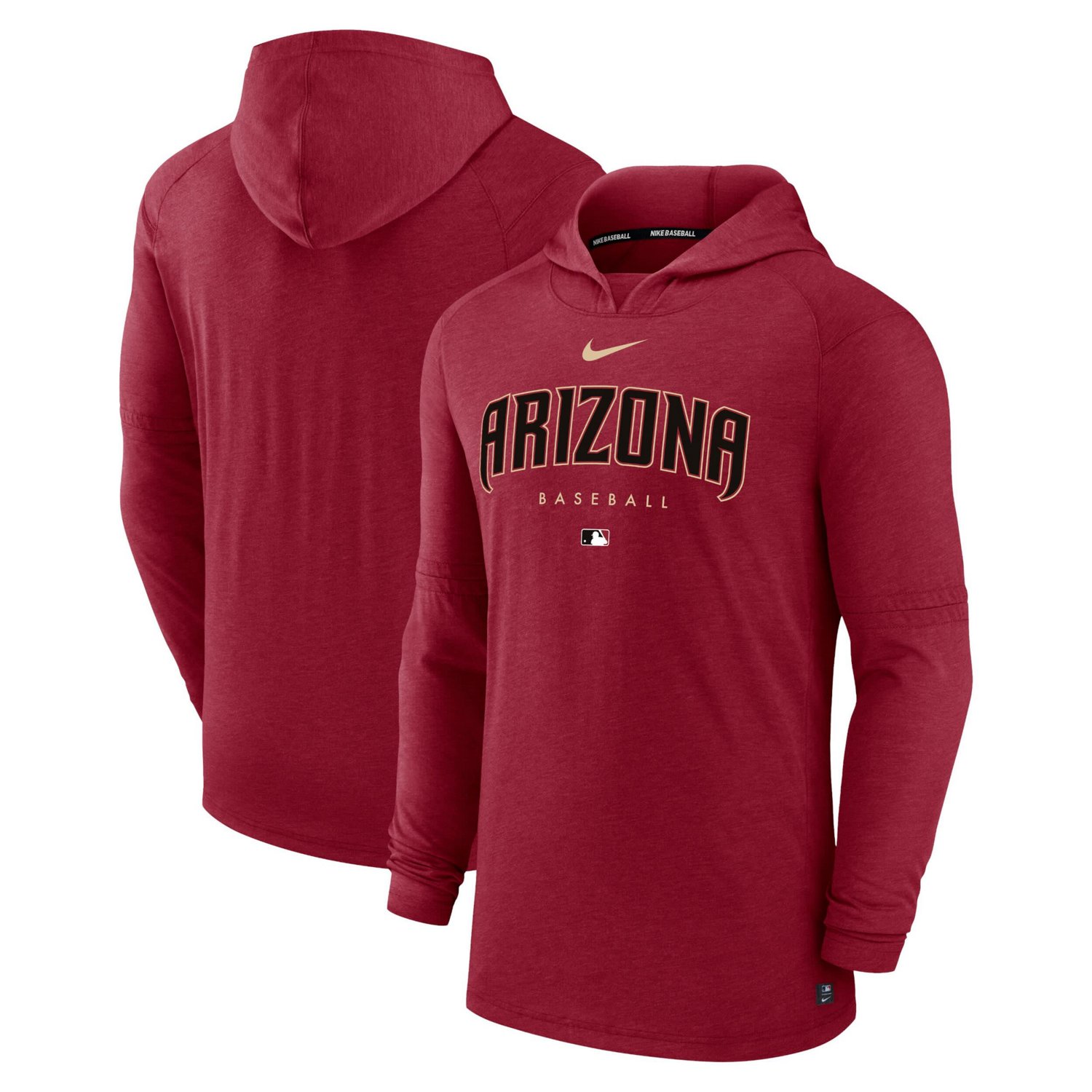 Nike Heather Arizona Diamondbacks Authentic Collection Early Work Tri-Blend Performance Pullover Hoodie