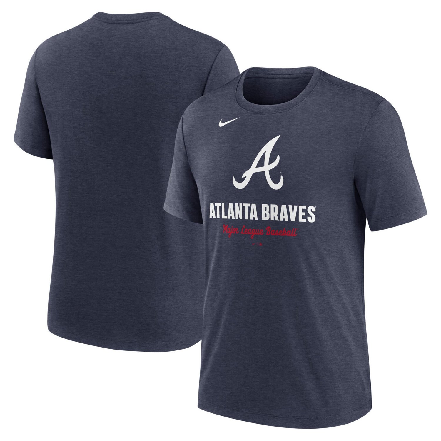Nike Heather Atlanta Braves Logo Tri-Blend T-Shirt                                                                               - view number 1