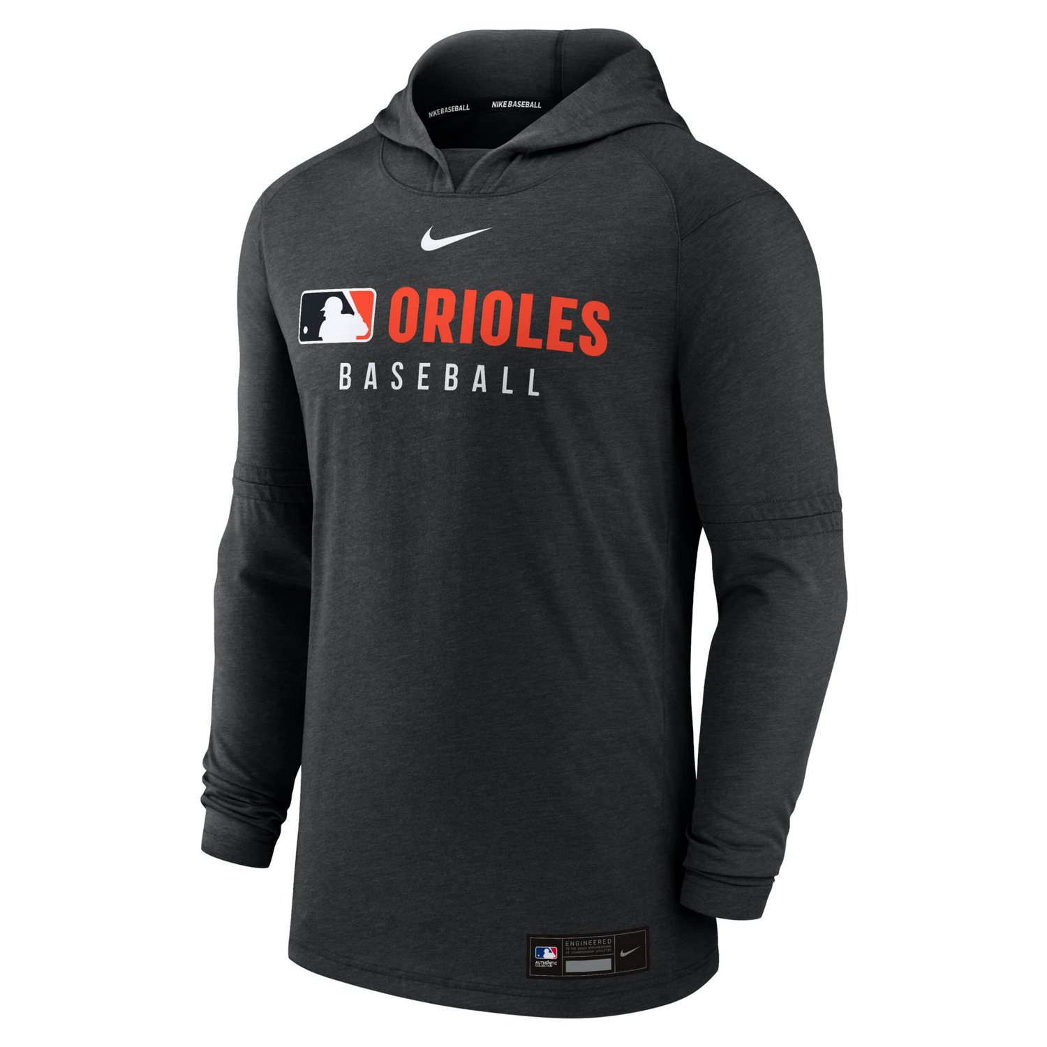 Nike Heather Baltimore Orioles Authentic Collection Tri-Blend Performance Pullover Hoodie - view number 2