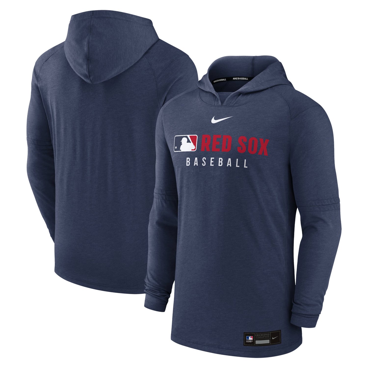 Nike Heather Boston Red Sox Authentic Collection Tri-Blend Performance Pullover Hoodie