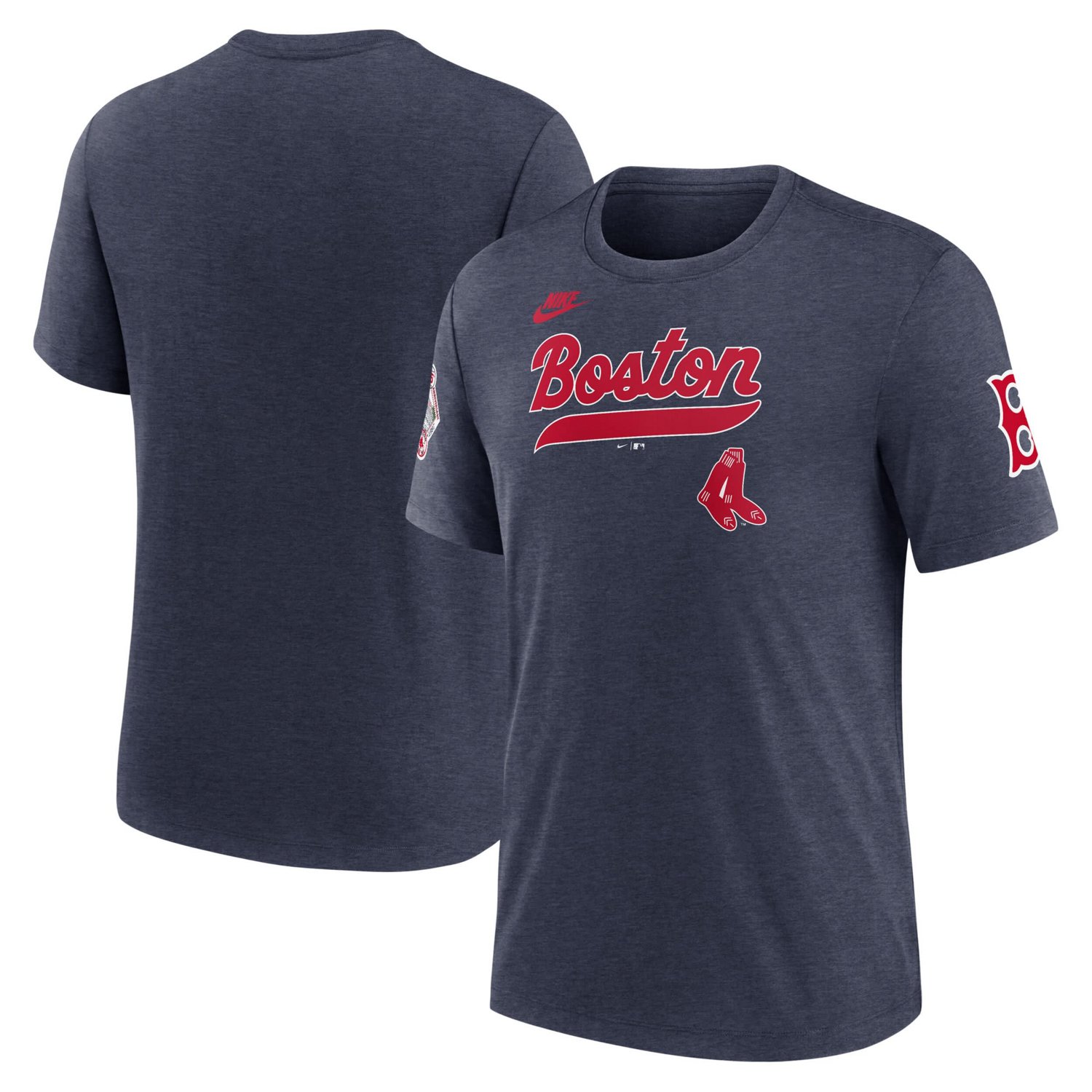 Nike Heather Boston Red Sox Cooperstown Collection Eras Tri-Blend T-Shirt - view number 1