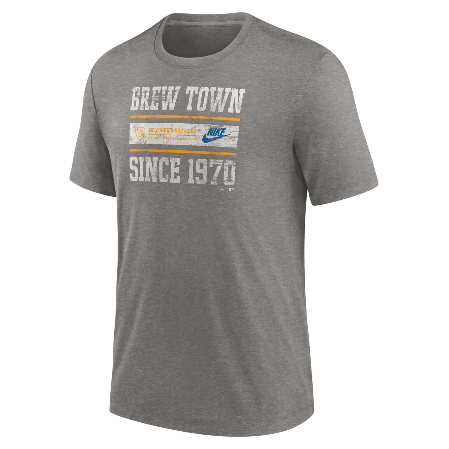 Nike Heather Charcoal Milwaukee Brewers Cooperstown Collection Local Stack Tri-Blend T-Shirt - view number 2