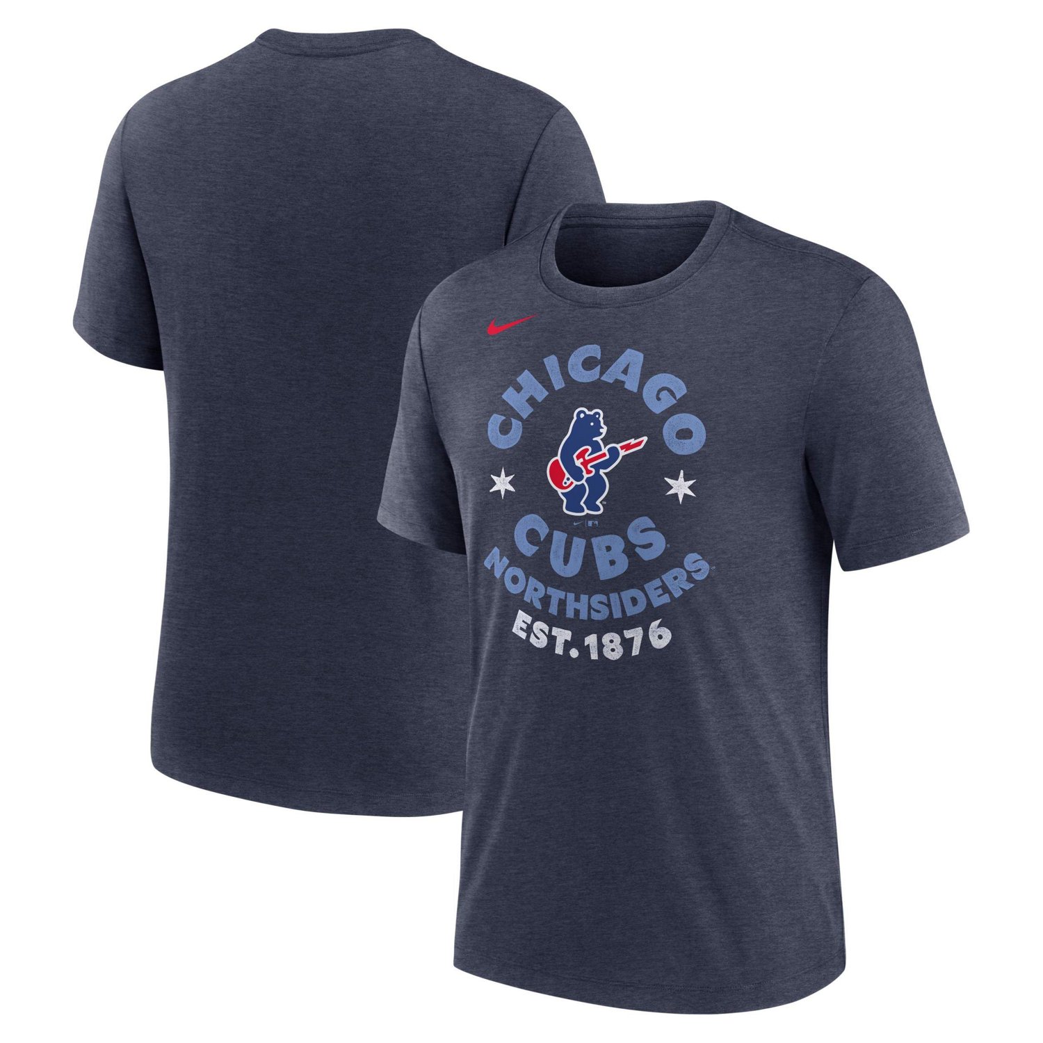 Nike Heather Chicago Cubs Electric Bear Tri-Blend T-Shirt