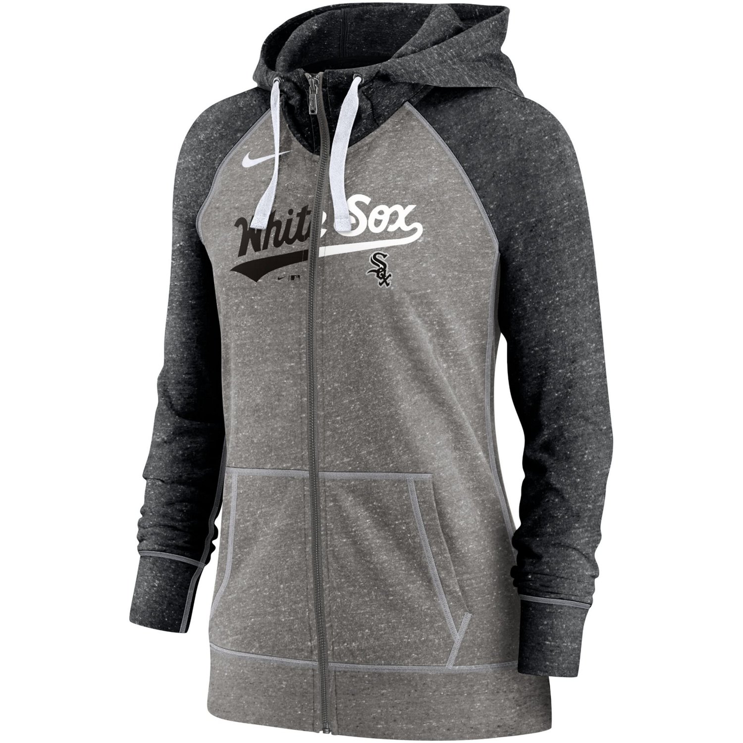 Nike Heather Chicago White Sox Split Wordmark Gym Vintage Raglan Lightweight Full-Zip Hoodie - view number 2