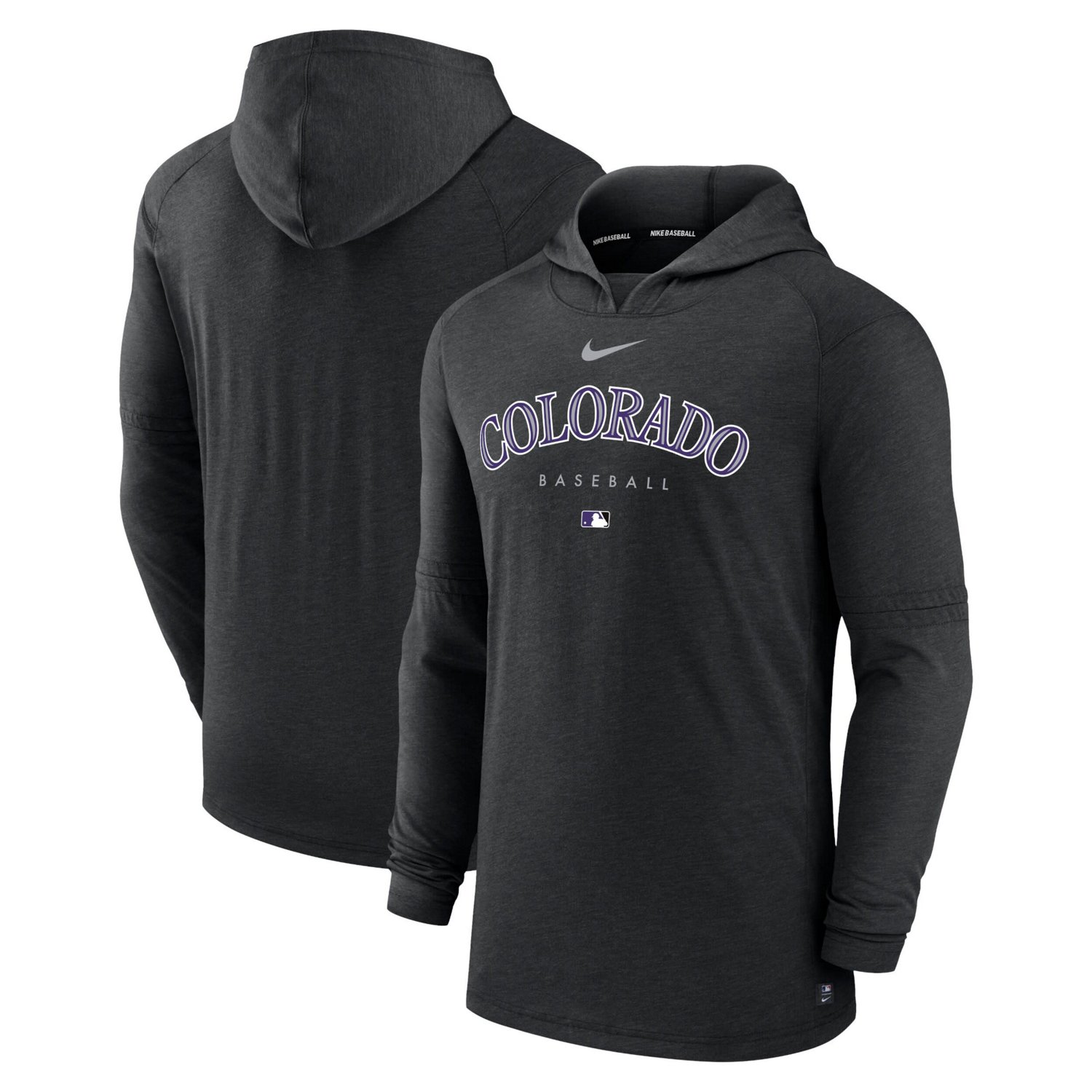 Nike Heather Colorado Rockies Authentic Collection Early Work Tri-Blend Performance Pullover Hoodie