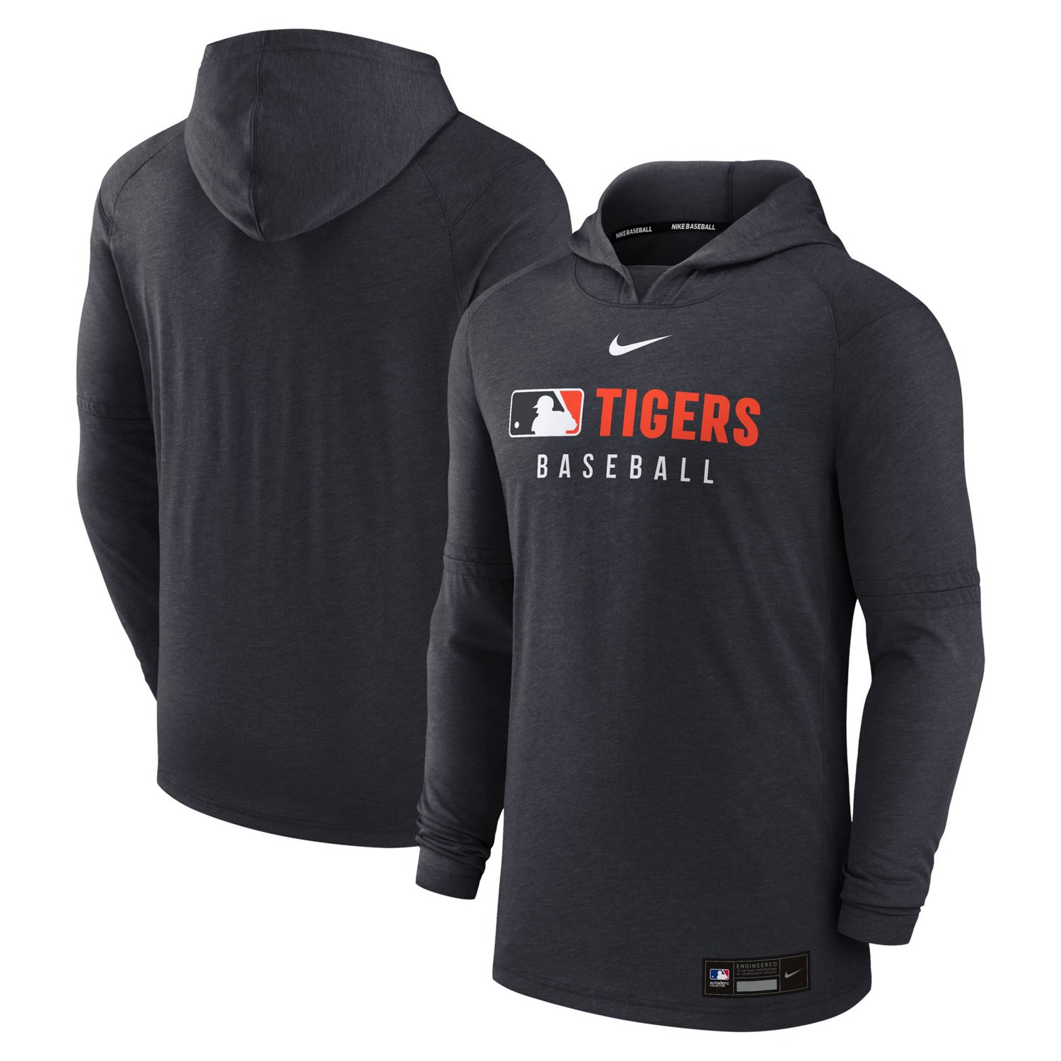 Nike Heather Detroit Tigers Authentic Collection Tri-Blend Performance Pullover Hoodie