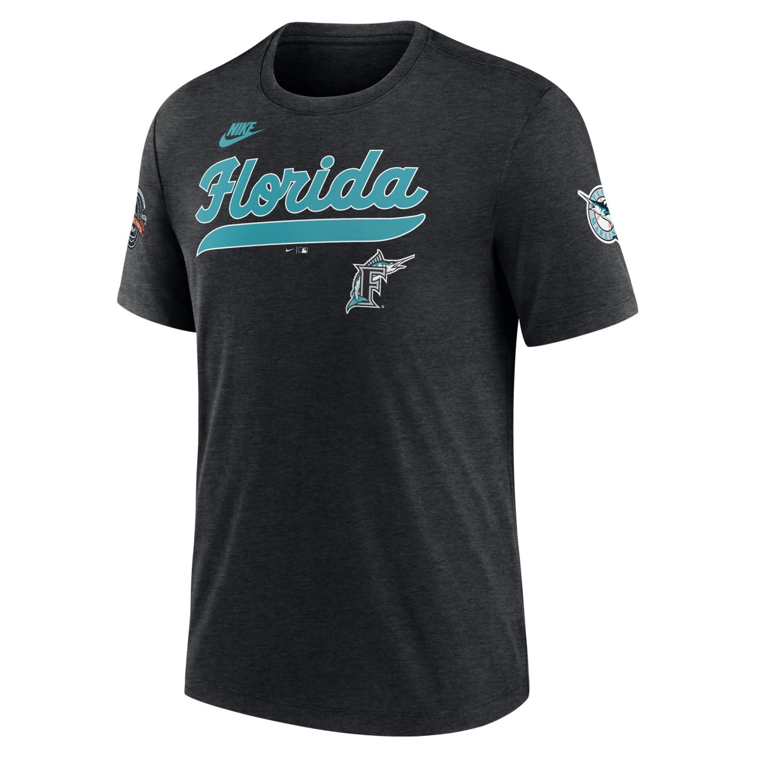 Nike Heather Florida Marlins Cooperstown Collection Eras Tri-Blend T-Shirt - view number 2