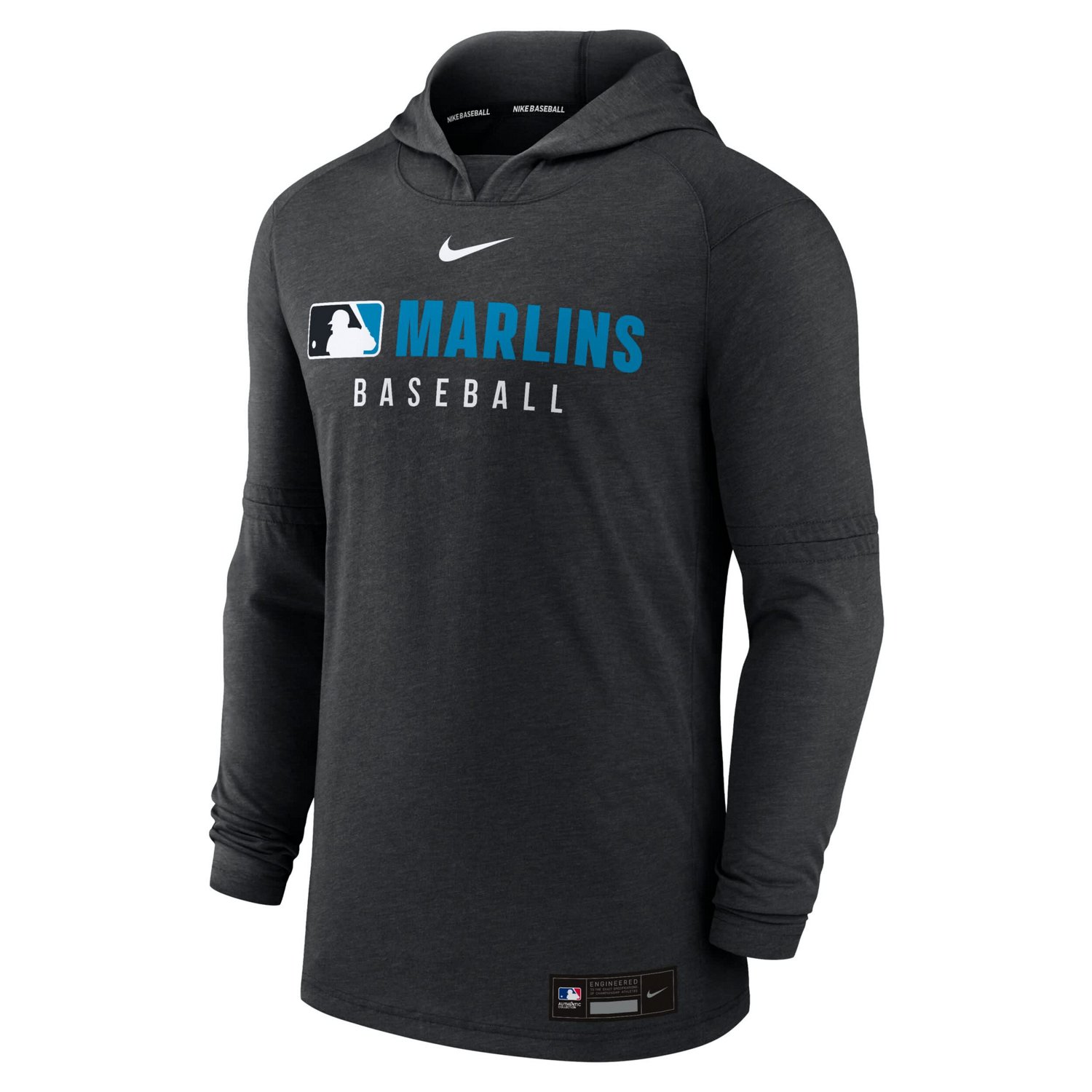 Nike Heather Miami Marlins Authentic Collection Tri-Blend Dri-FIT Hoodie - view number 2