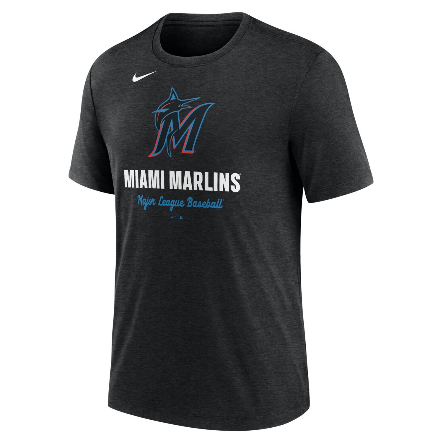 Nike Heather Miami Marlins Logo Tri-Blend T-Shirt - view number 2