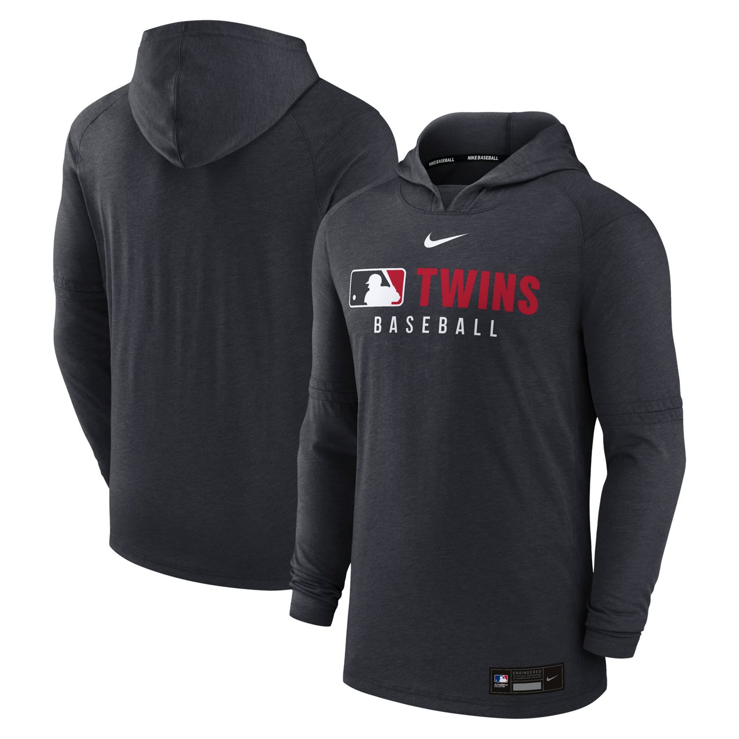 Nike Heather Minnesota Twins Authentic Collection Tri-Blend Performance Pullover Hoodie