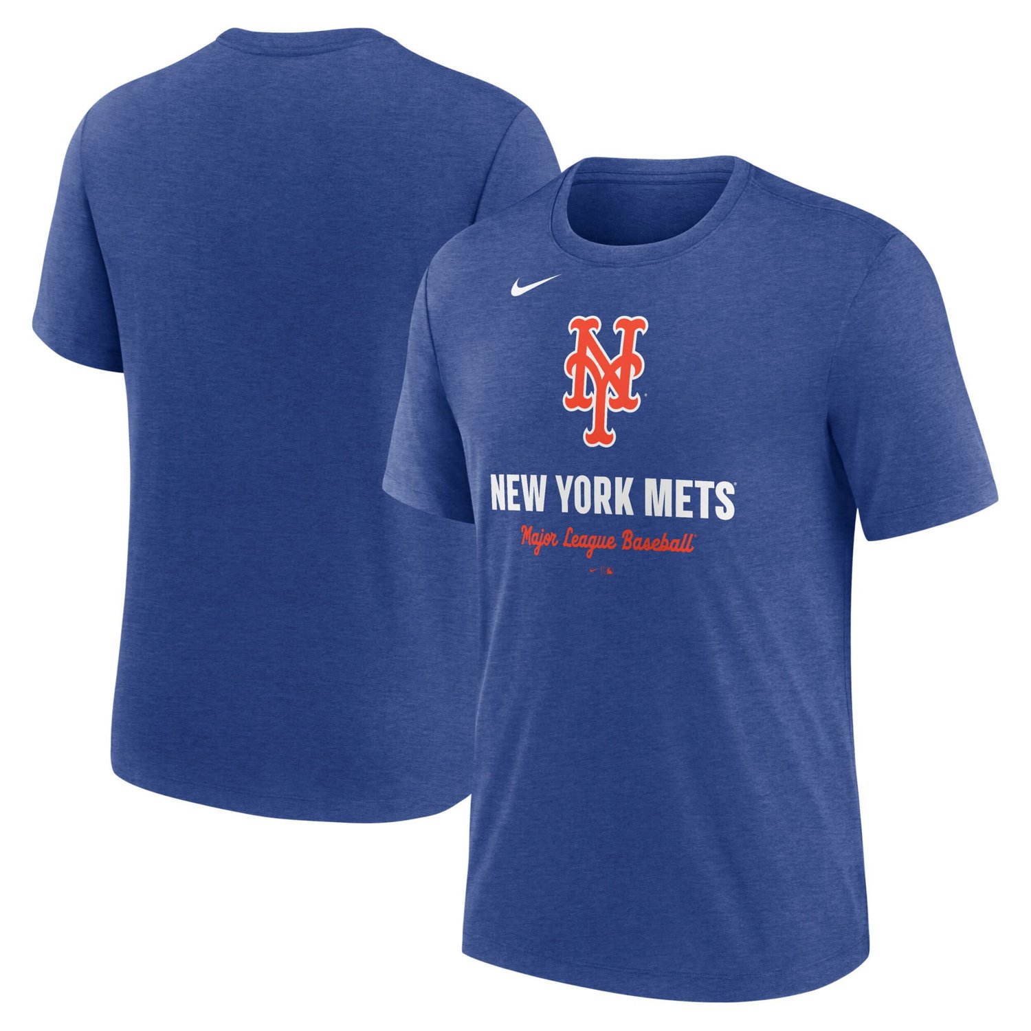 Nike Heather New York Mets Logo Tri-Blend T-Shirt