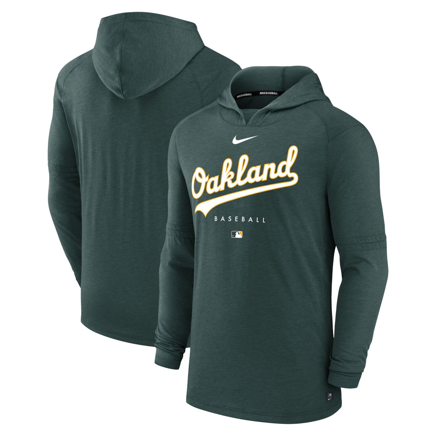 Nike Heather Oakland Athletics Authentic Collection Early Work Tri-Blend Performance Pullover Hoodie
