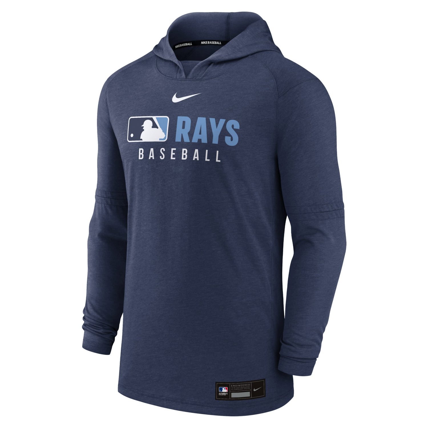 Nike Heather Tampa Bay Rays Authentic Collection Tri-Blend Performance Pullover Hoodie - view number 2