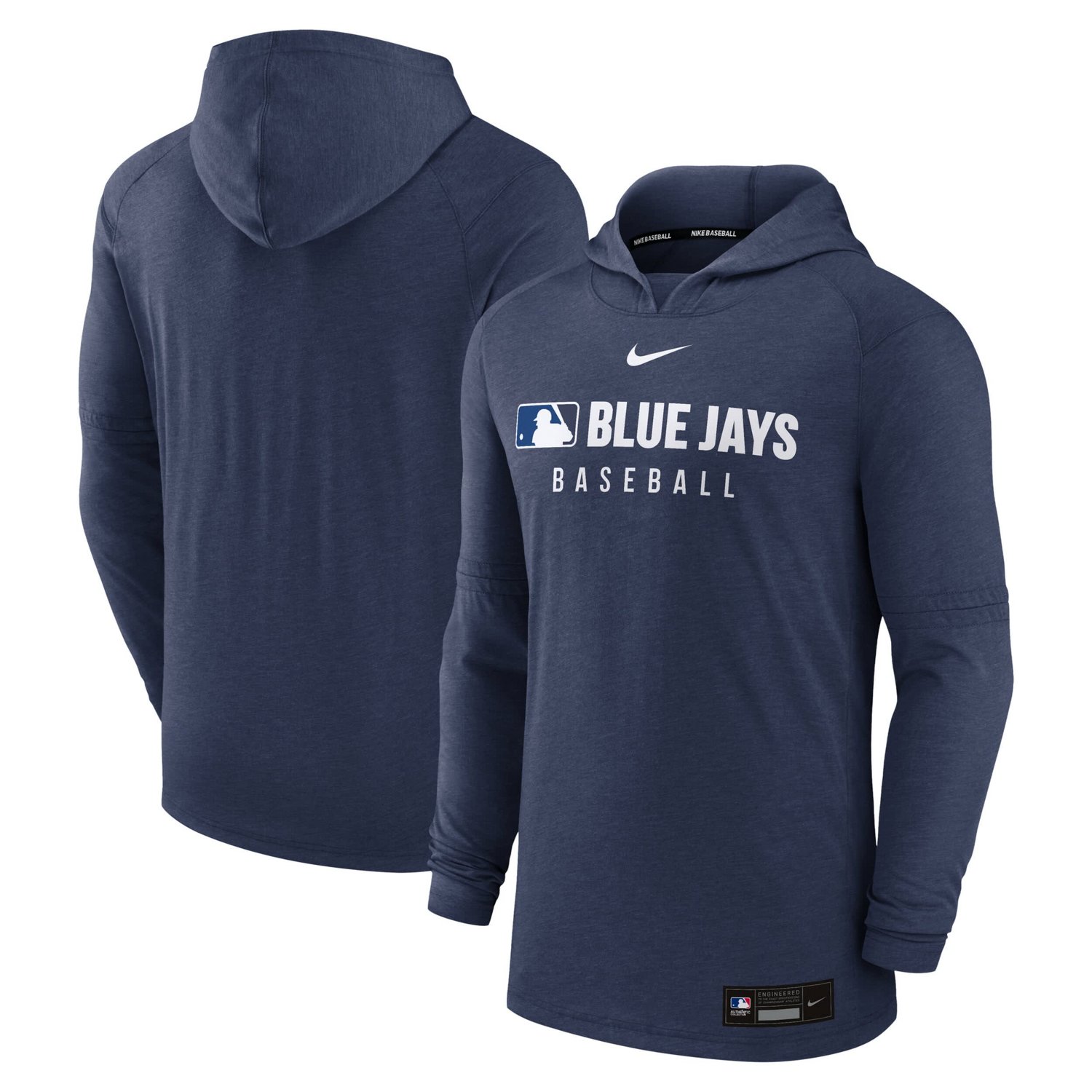 Nike Heather Toronto Blue Jays Authentic Collection Tri-Blend Performance Pullover Hoodie - view number 1