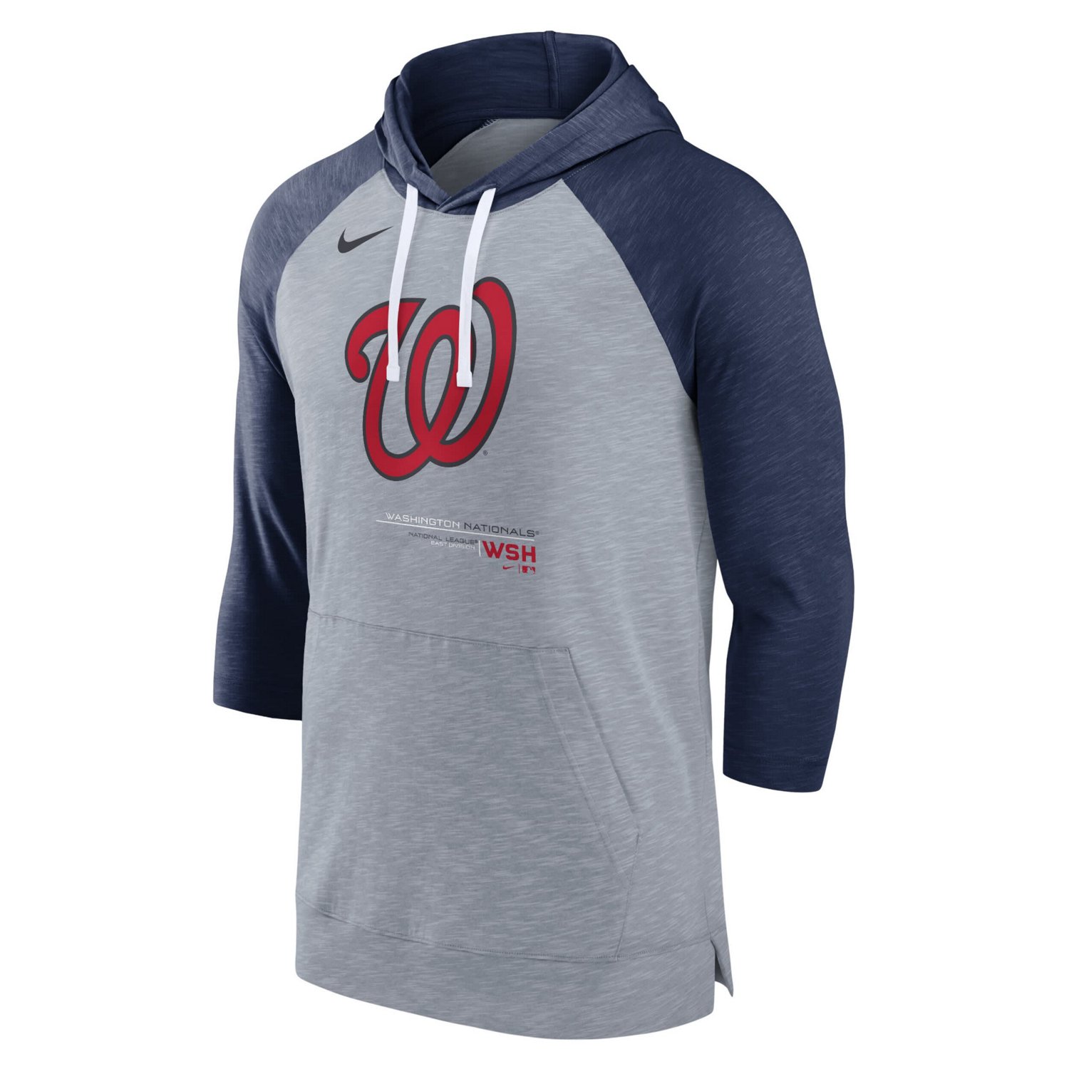 Nike Heather Washington Nationals Baseball Raglan 3 4-Sleeve Pullover Hoodie - view number 2