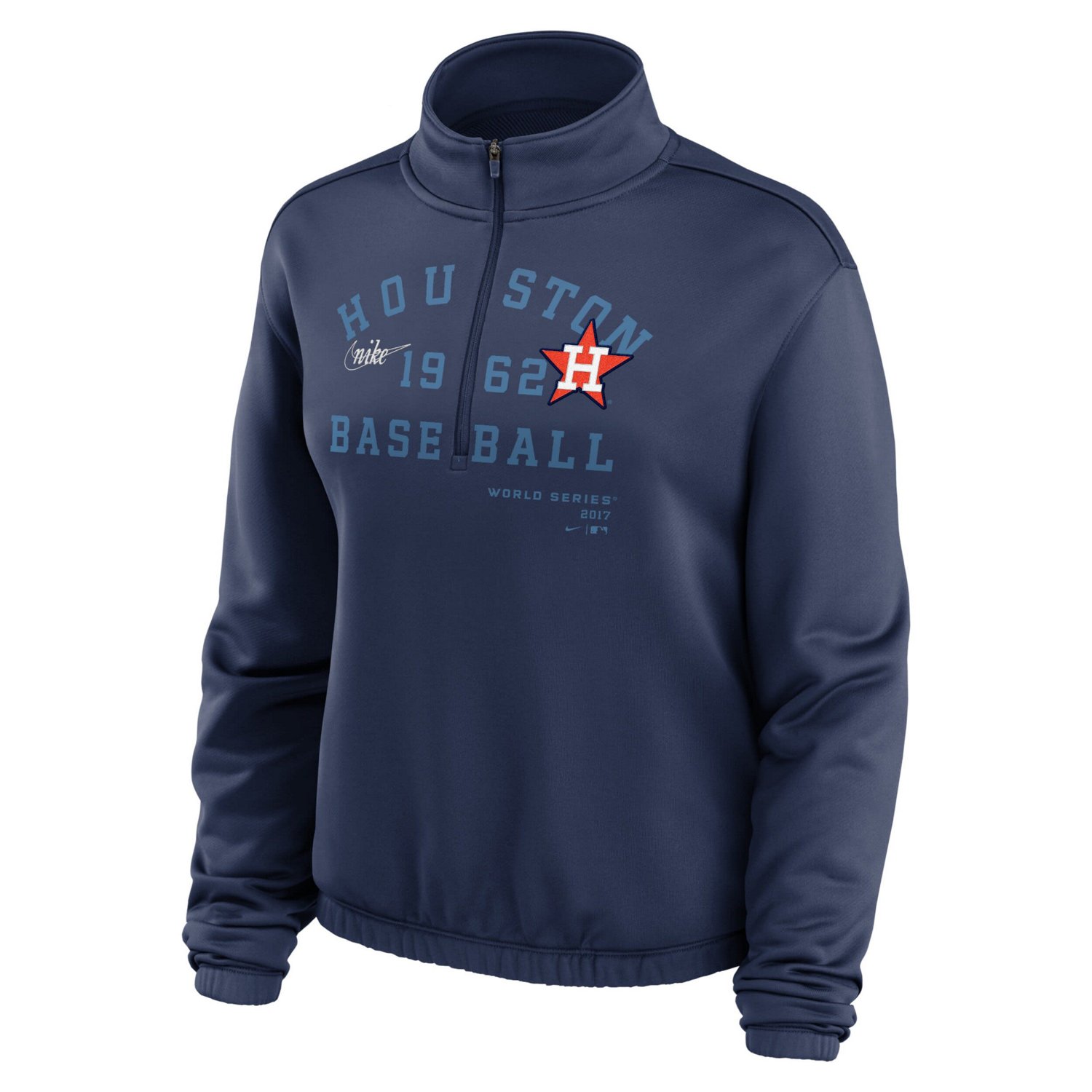Nike Houston Astros Rewind Splice Half-Zip Semi-Cropped Bubble Hem Sweatshirt - view number 2