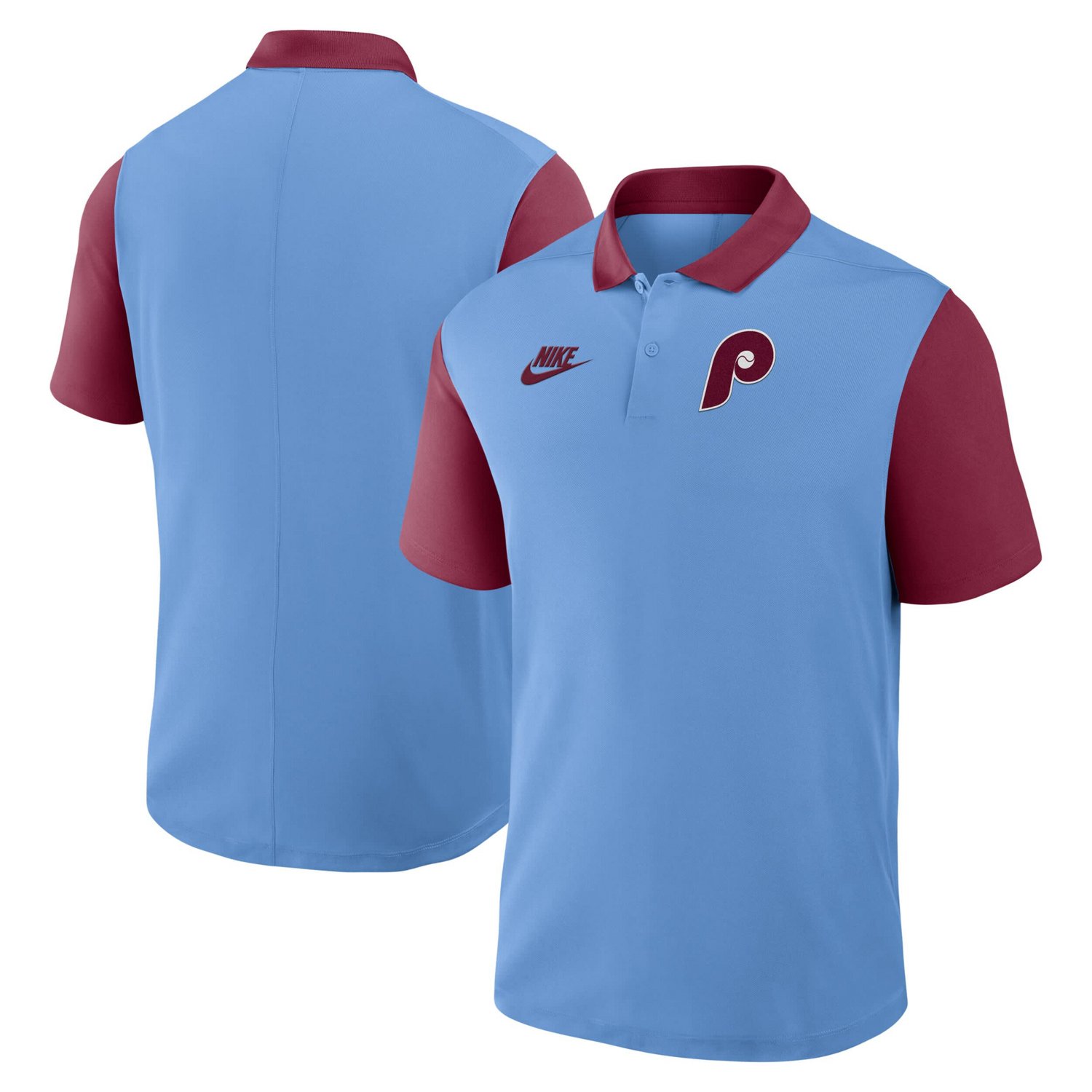 Nike Light Burgundy Philadelphia Phillies Cooperstown Collection Color-Block Victory Performance Polo - view number 1