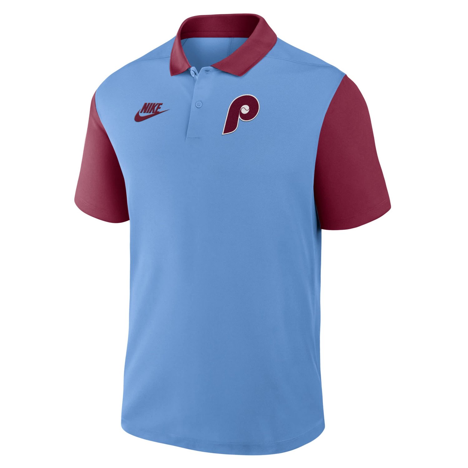 Nike Light Burgundy Philadelphia Phillies Cooperstown Collection Color-Block Victory Performance Polo - view number 2