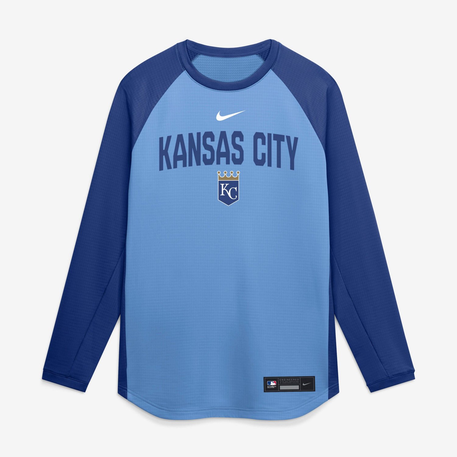 Nike Light Kansas City Royals Authentic Collection Raglan Dri-FIT Sweatshirt