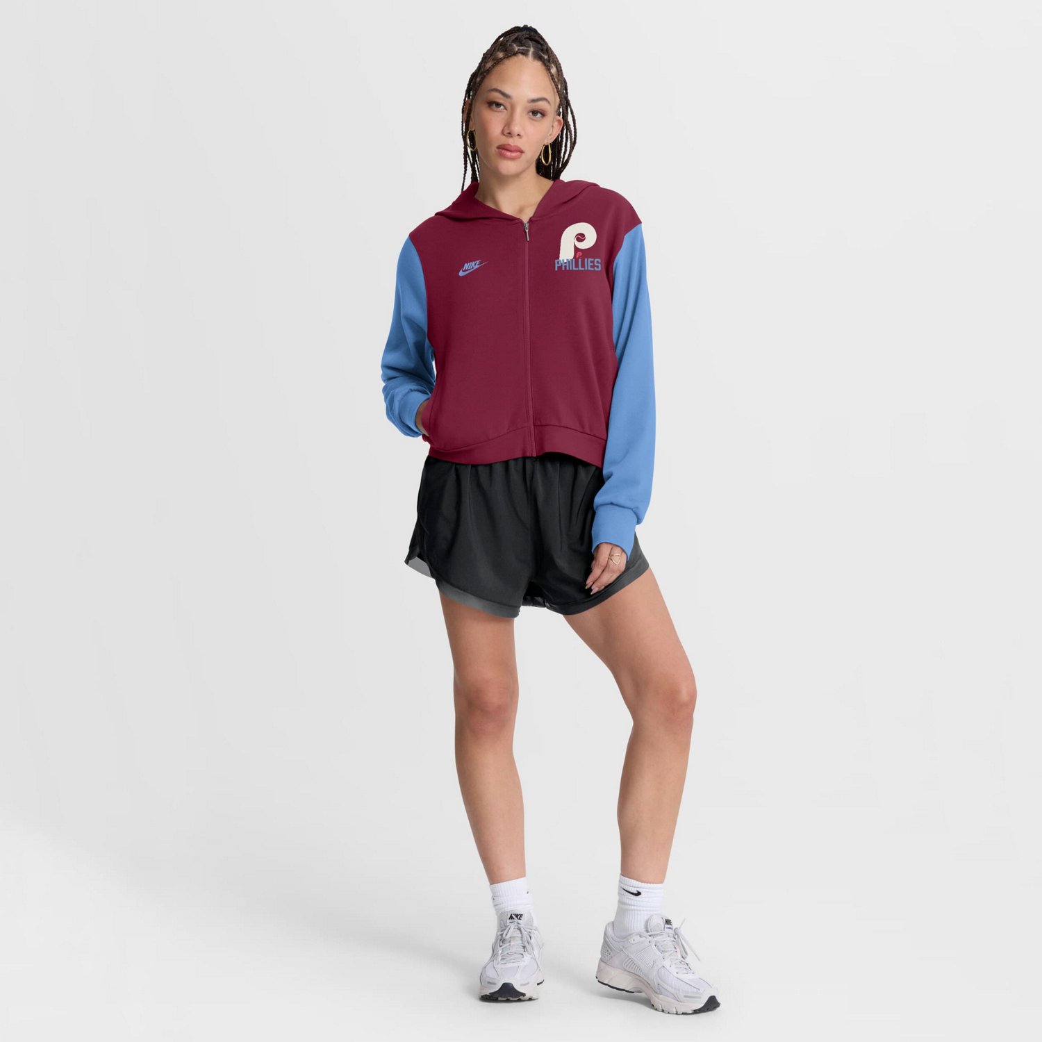 Nike Light Philadelphia Phillies Cooperstown Collection Cropped Full-Zip Hoodie - view number 3