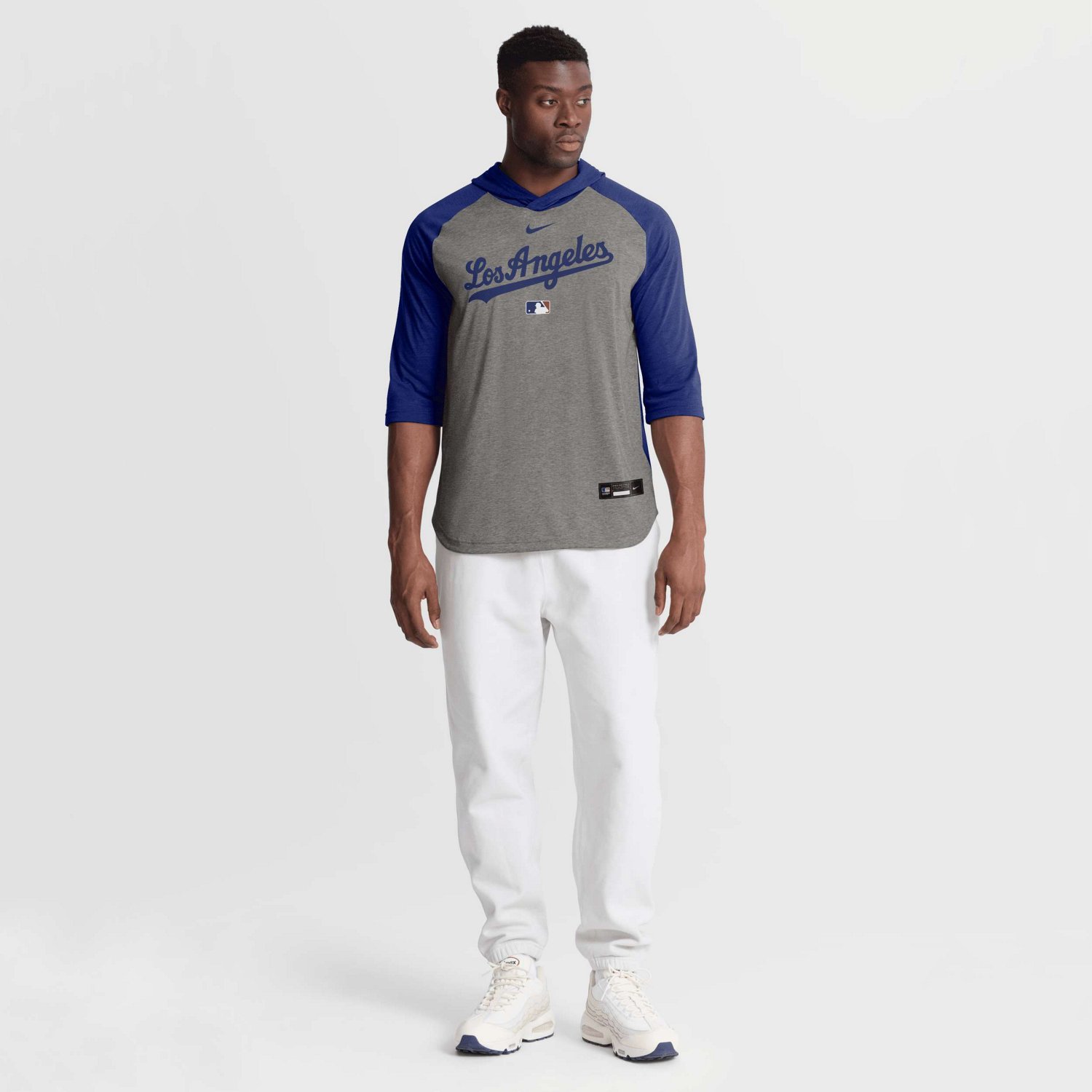 Nike Los Angeles Dodgers Authentic Collection Flux Dri-FIT Raglan 3 4-Sleeve Hooded T-Shirt - view number 3