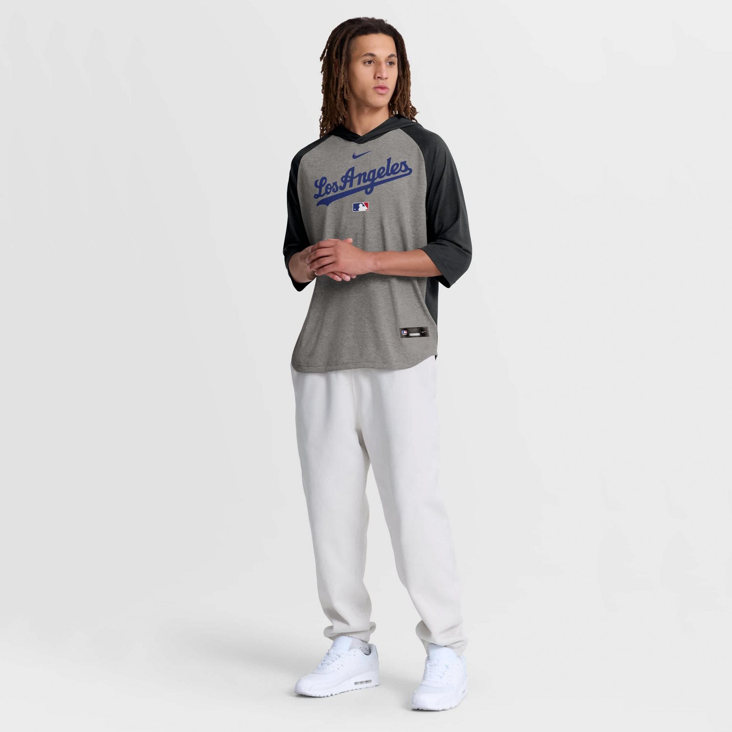 Nike Los Angeles Dodgers Authentic Collection Flux Dri-FIT Raglan 3 4-Sleeve Hooded T-Shirt