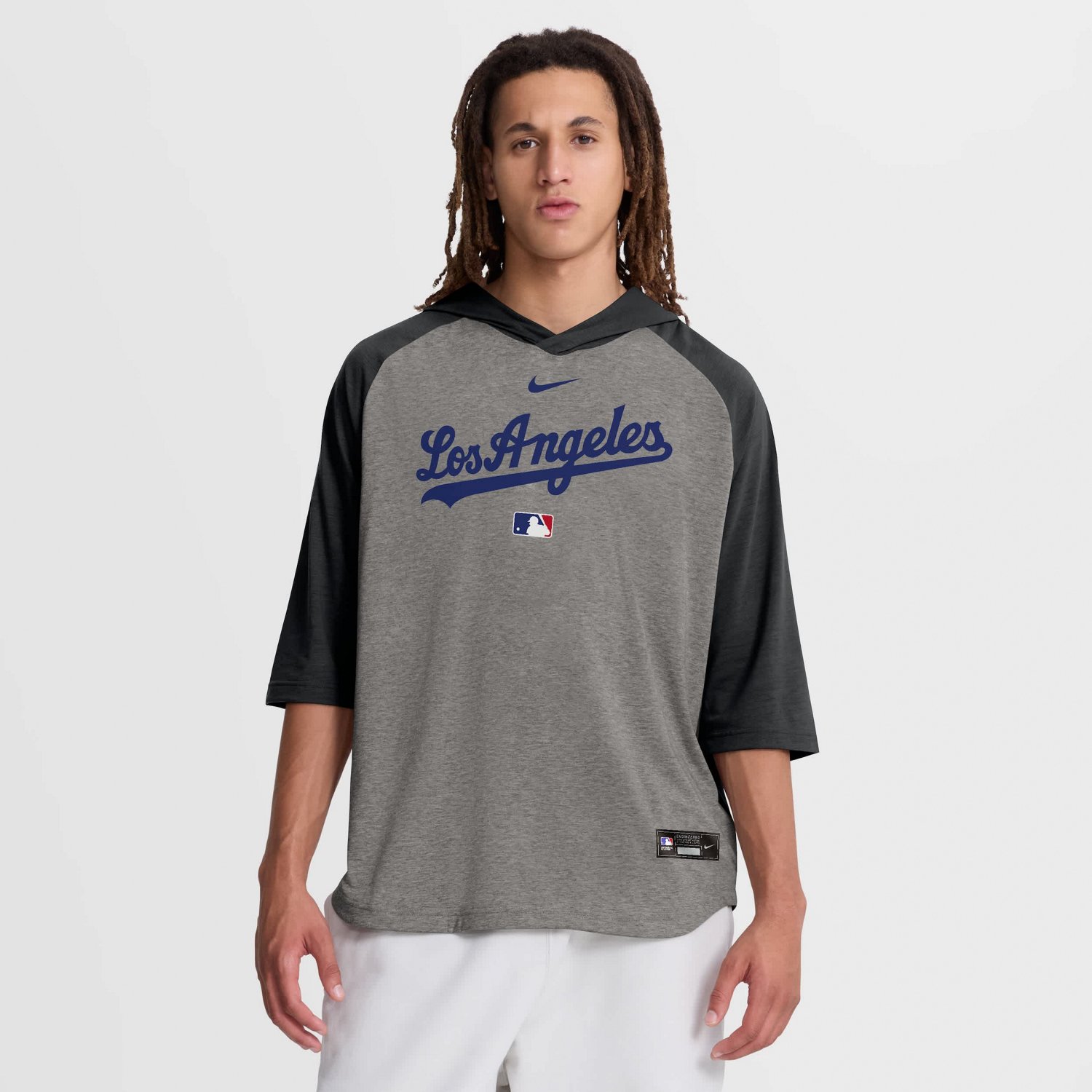 Nike Los Angeles Dodgers Authentic Collection Flux Dri-FIT Raglan 3 4-Sleeve Hooded T-Shirt