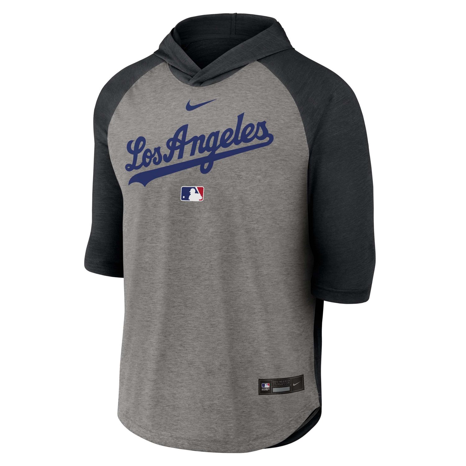 Nike Los Angeles Dodgers Authentic Collection Flux Dri-FIT Raglan 3 4-Sleeve Hooded T-Shirt